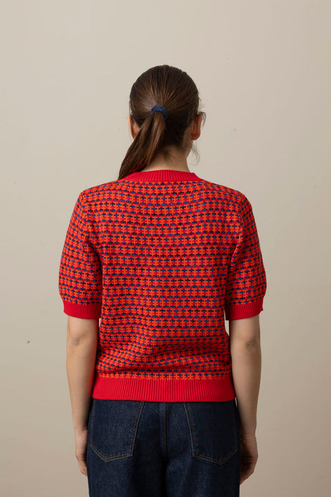 Genser - Jacquard Knitted Top Red Multi
