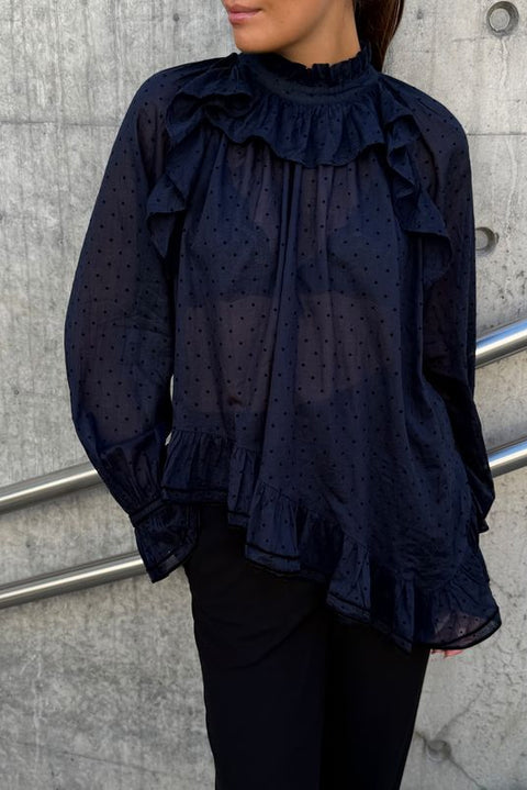 Bluse - Marcella LS Cotton Blouse Nightfall