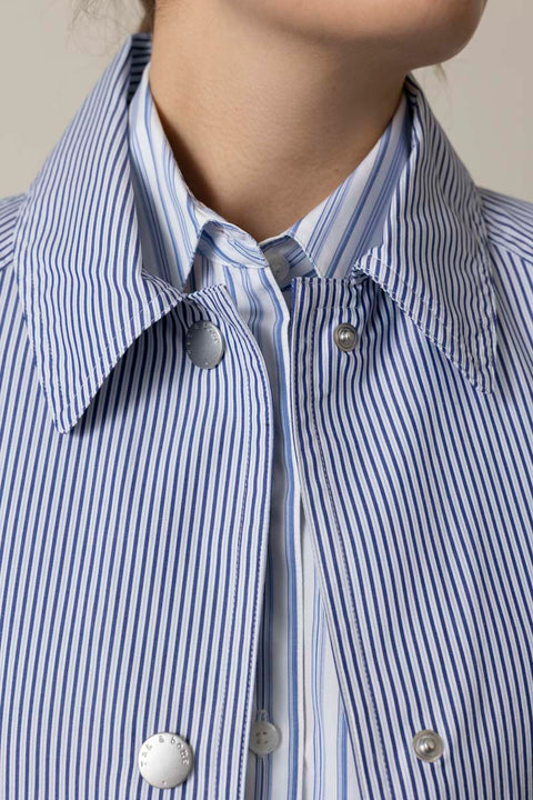 Jakke - Gayle Stripe Poplin Trench Blue Stripe