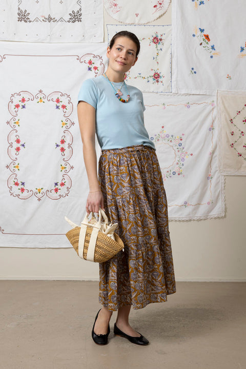 Skjørt - Nessa Cotton Midi Skirt Fennel Blossom
