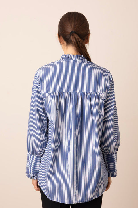 Skjorte - Agata Blue/White Stripe