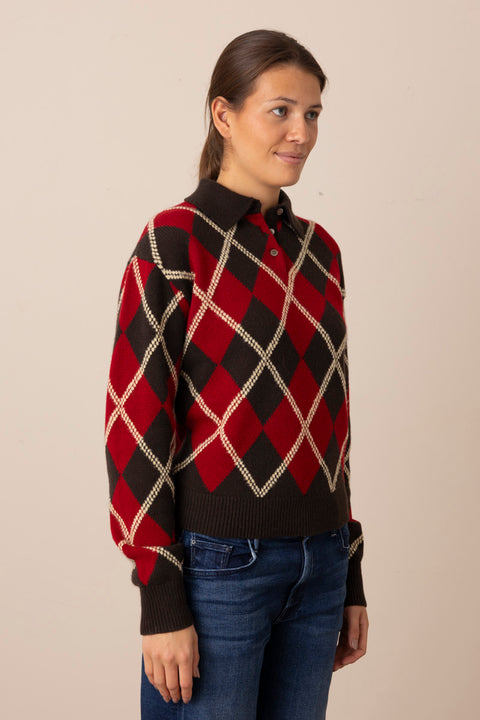 Genser - Collegiate Argyle Polo Burnt Cocoa Combo