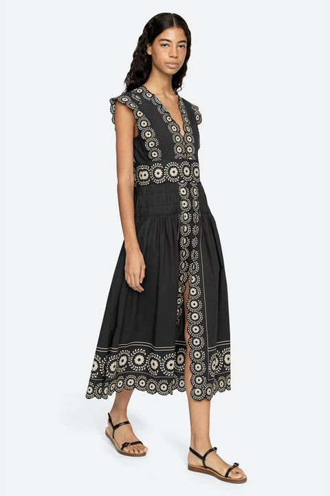 Kjole - Mirabel Print Midi Dress Black