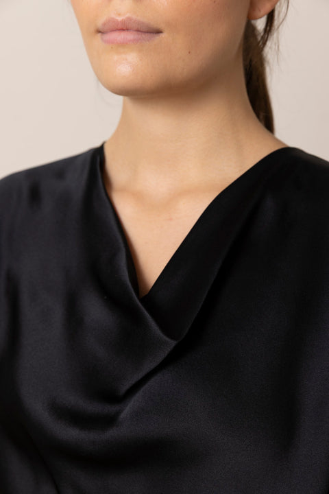 Bluse - Cowl NK Cap SLV Blouse Black