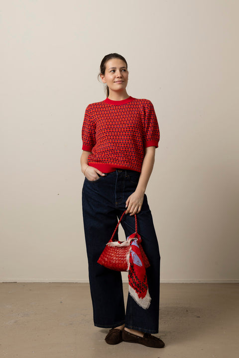 Genser - Jacquard Knitted Top Red Multi