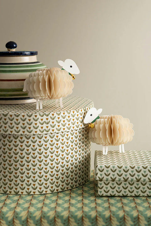 Påskepynt - Honeycomb Sheep 2pk Off-White