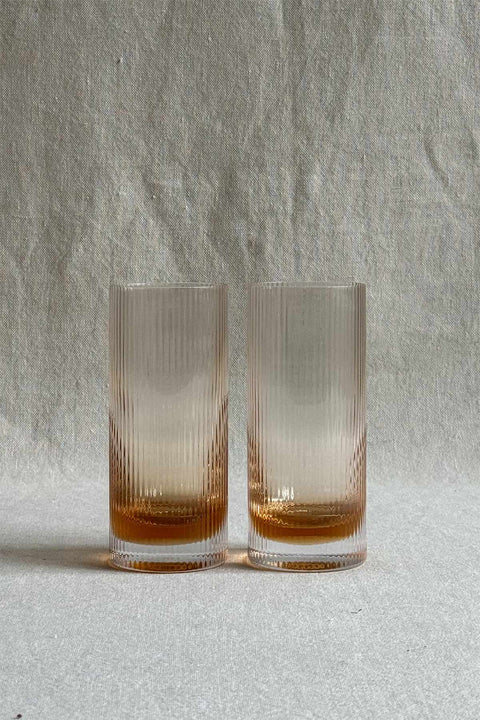 Glass - Ripple Highball 2pk Blush