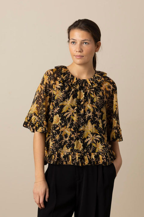 Bluse - Helaine Flowy Short Sleeve Top