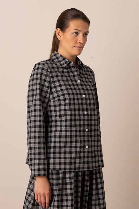 Skjorte - Ollie Binding Check Black/Ecru