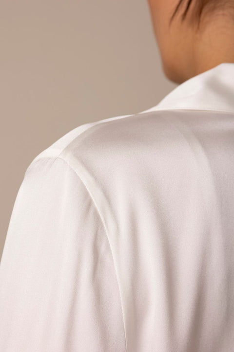 Bluse - Placed Smocked L/S Blouse Off-White