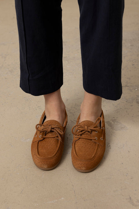 Sko - Boat Loafer Woven Cognac