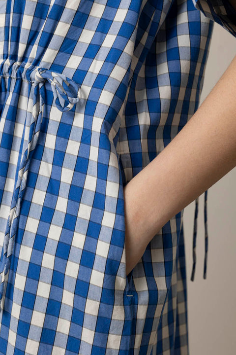 Kjole - Gingham Check Dress Pacific Blue