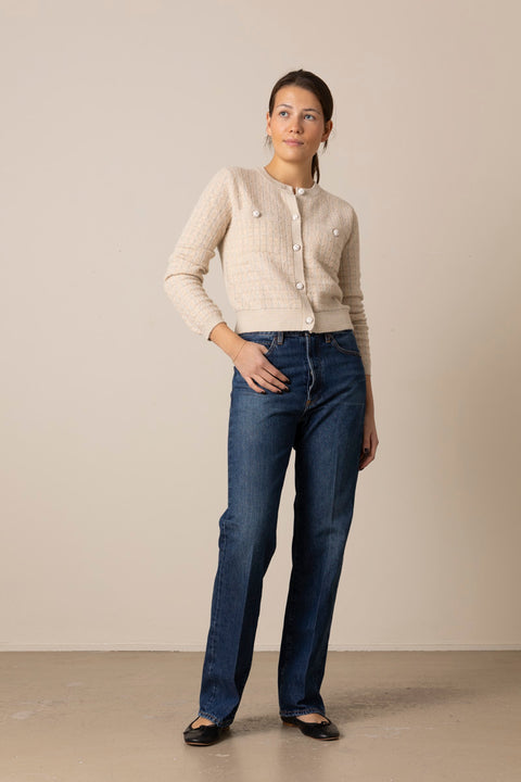 Cardigan - The Lurex Check Cream