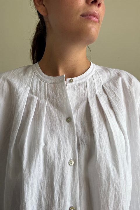 Skjorte - A-line S/S Gathered Shirt Optic White