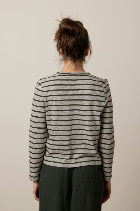 Genser - Stripe Crew Neck Tee Avocado Rind/Ecru
