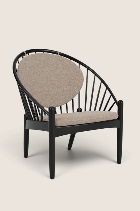 Bolina J166 Jørna lounge chair in black painted oak with beige upholstered seat and back cushions