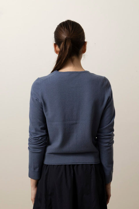 Cardigan - Scallop Trim Cardi Azul
