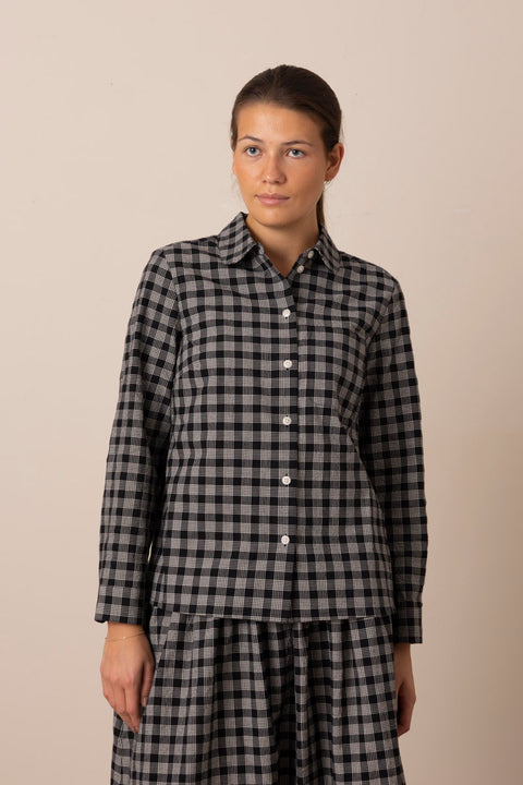Skjorte - Ollie Binding Check Black/Ecru