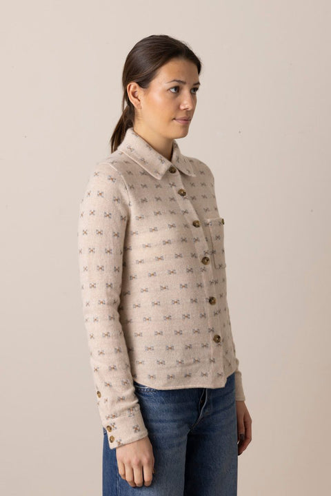 Cardigan - Dylan Tweed Shirt Sandstone Combo