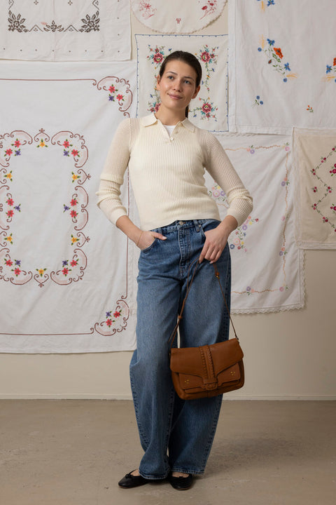 Genser - LS Shrunken Polo Cashmere Cream