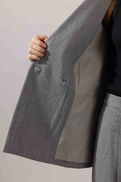 Blazer - Twill Double Breasted Stone Grey