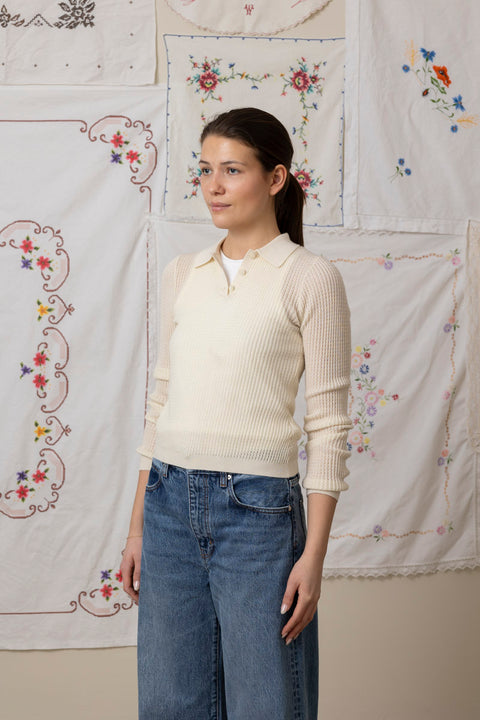 Genser - LS Shrunken Polo Cashmere Cream