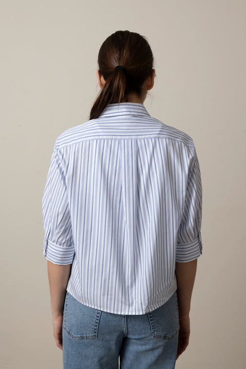 Skjorte - Lucia Stripe Poplin Shirt Baby Blue Stripe