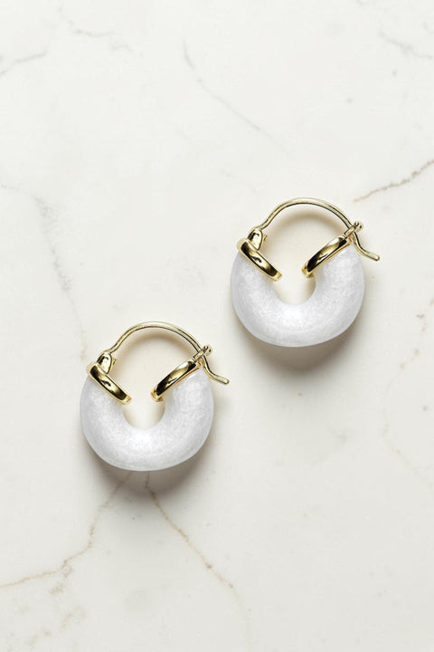 Øreringer - Petit White Swell Gold
