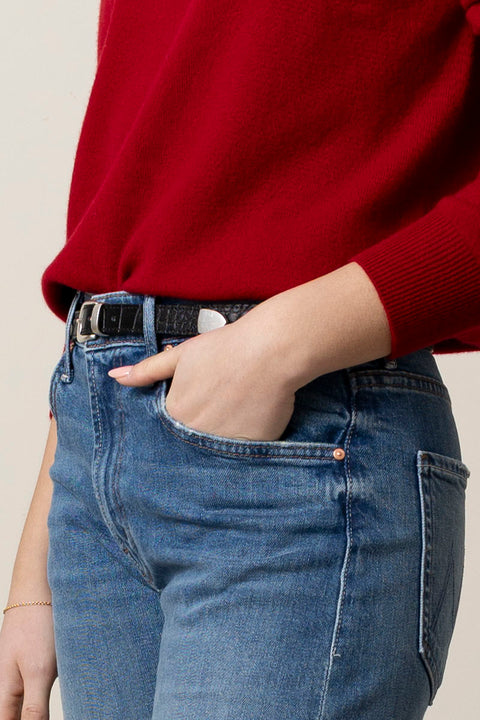 Belte - Western 2cm Croco Black