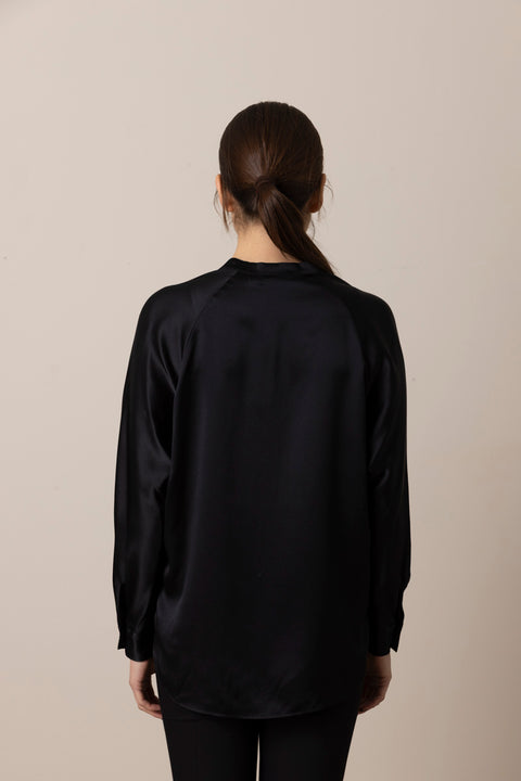Bluse - Band Collar Blouse Black