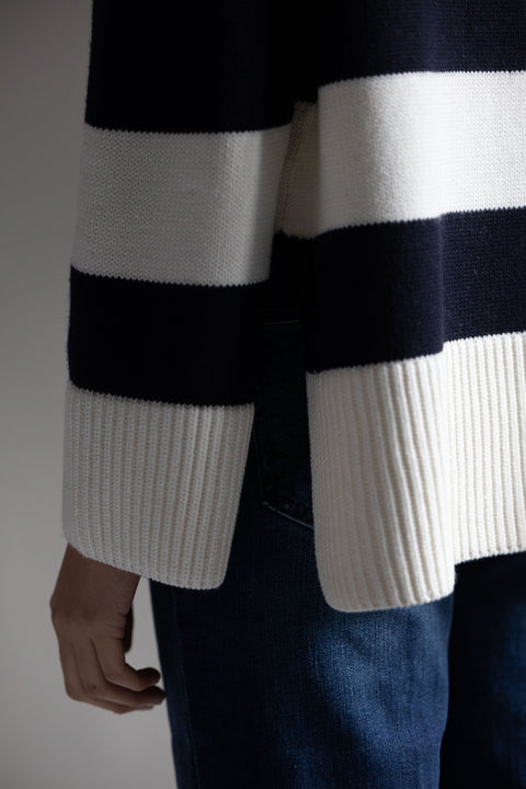 Genser - Oversized Striped White/Coastal