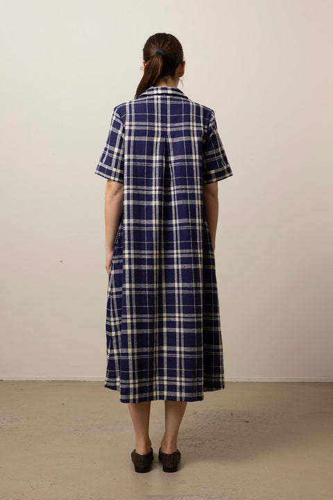Kjole - Check Swing Dress Blue/Soya
