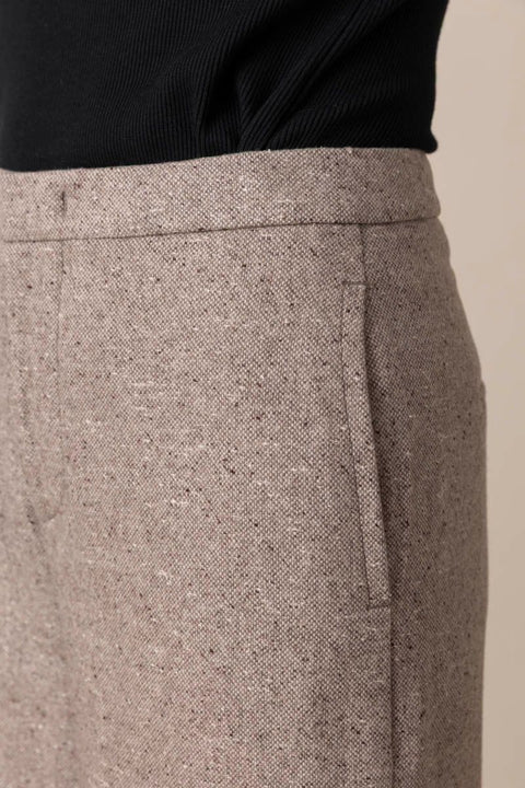 Bukse - Mid-Rise Donegal Wide Leg Oat Stone