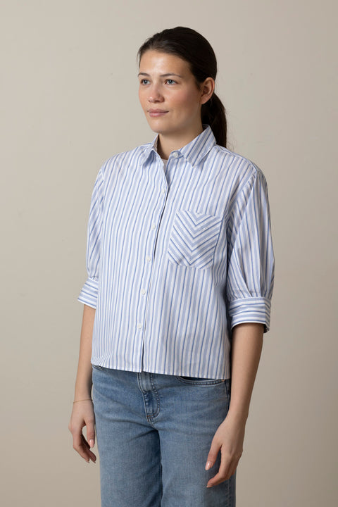 Skjorte - Lucia Stripe Poplin Shirt Baby Blue Stripe