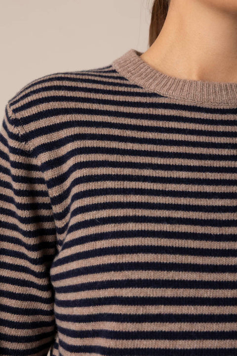 Genser - Cameron Jumper Brown/Navy Stripe