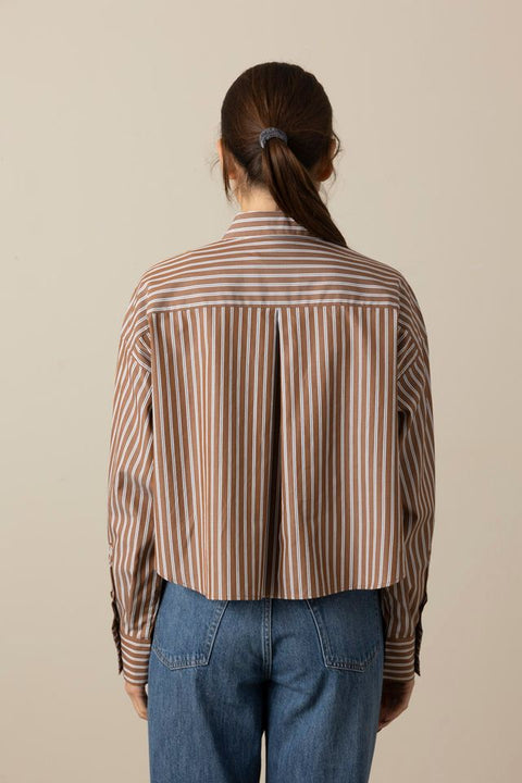 Skjorte - Marin Cropped Striped Shirt