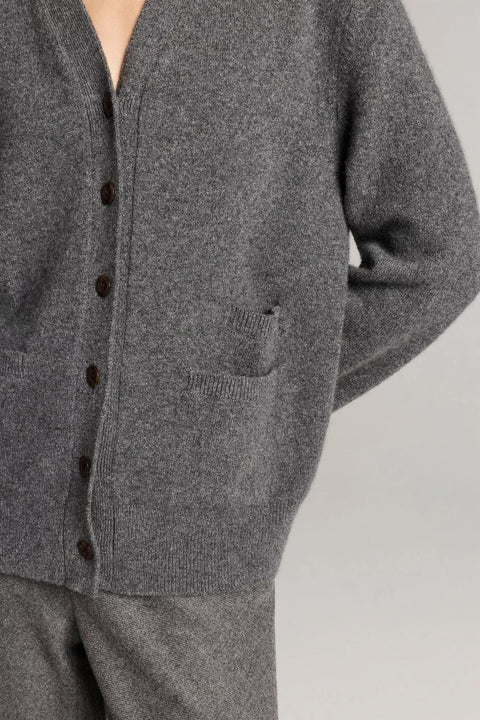 Cardigan - Relaxed V Heather Pewter