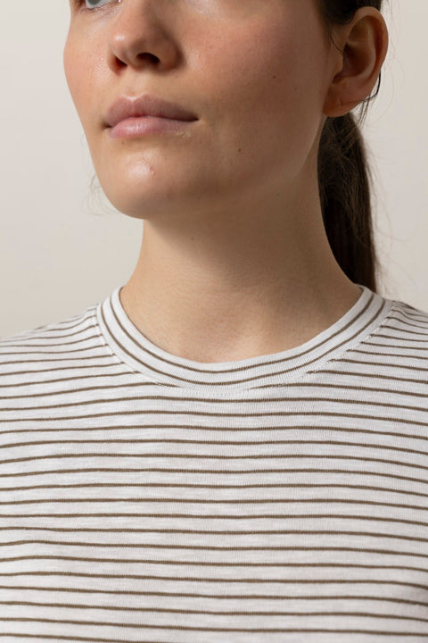 T-skjorte - Striped Elbow SLV Crew Tapenade Combo