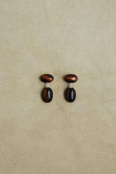 Øredobber - Emberly Stone Silver/Red Tiger Eye
