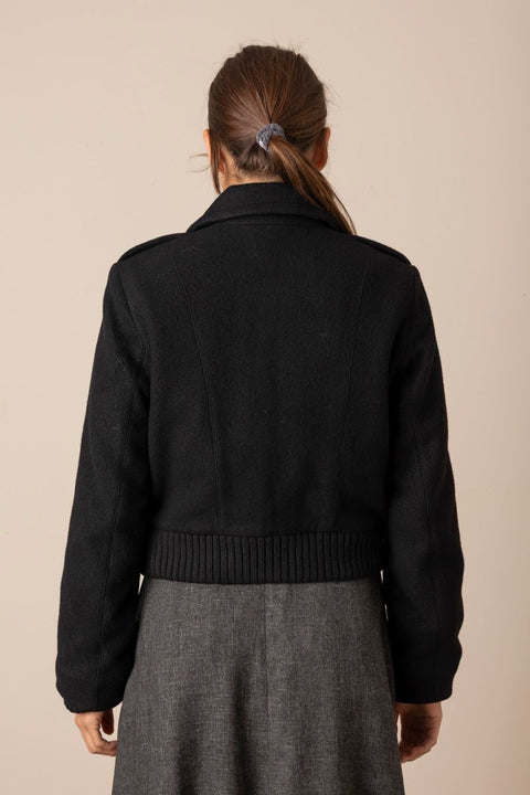 Jakke - Cropped Wool Blend Black