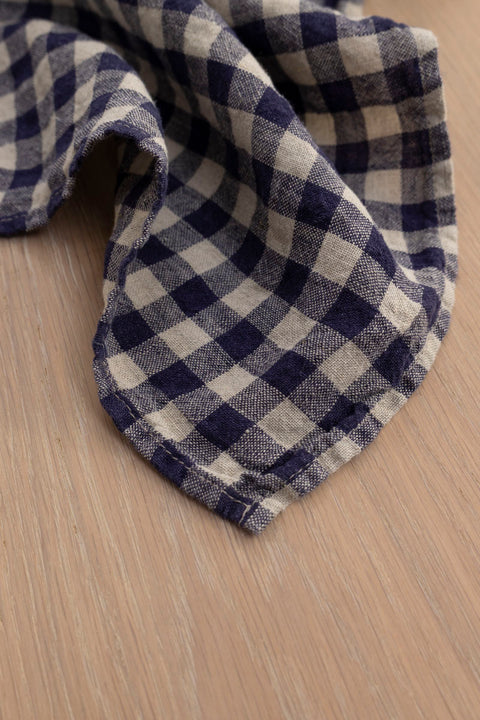 Kjøkkenhåndkle - Flax/Navy Gingham