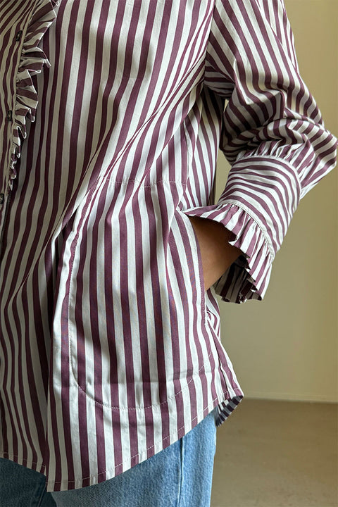 Bluse - Annemonne Blouse Wine Stripe