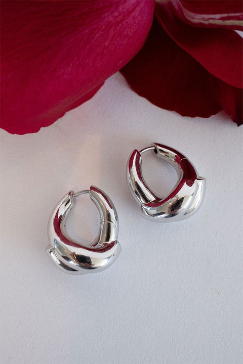 Øreringer - Rose Hoop Large Silver