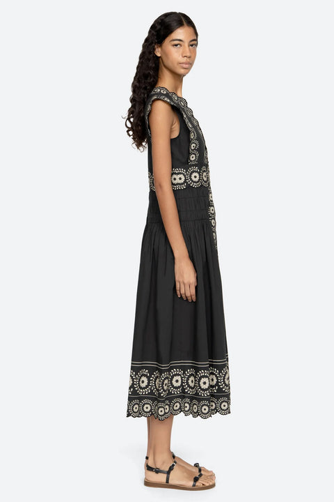 Kjole - Mirabel Print Midi Dress Black
