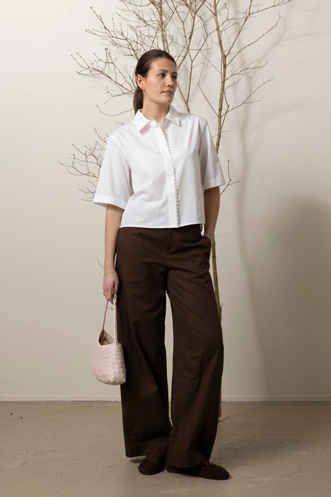 Skjorte - Scallop Detail S/S Shirt White