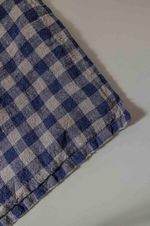 Putetrekk - 50x50cm Flax/Navy Gingham