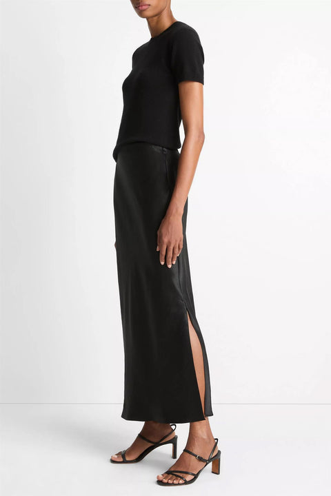 Skjørt - Satin Side-Slit Slip Skirt Black