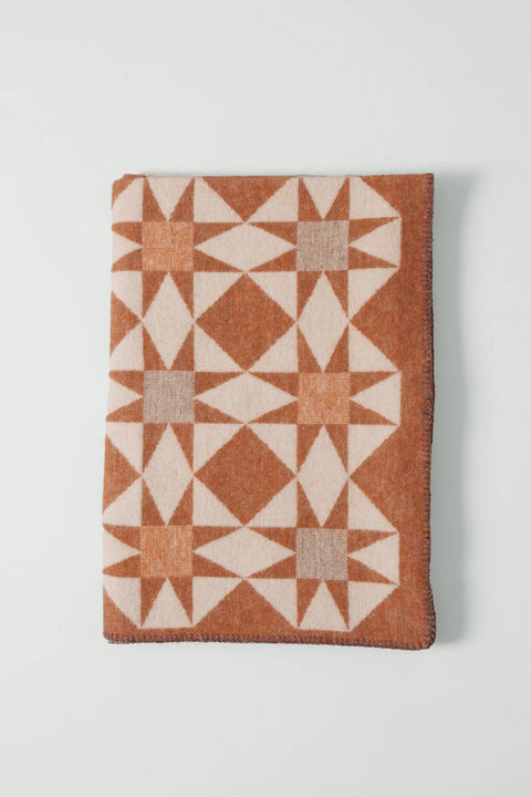 Pledd - Jacquard Star Rust/Soft Peach