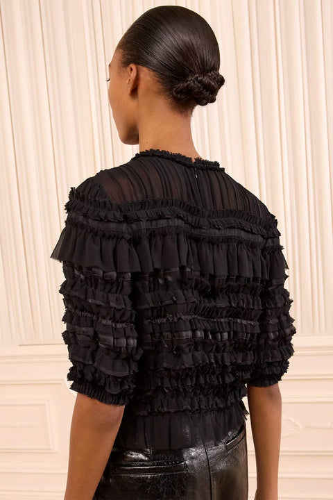 Topp - Mabel SS Silk Top Noir