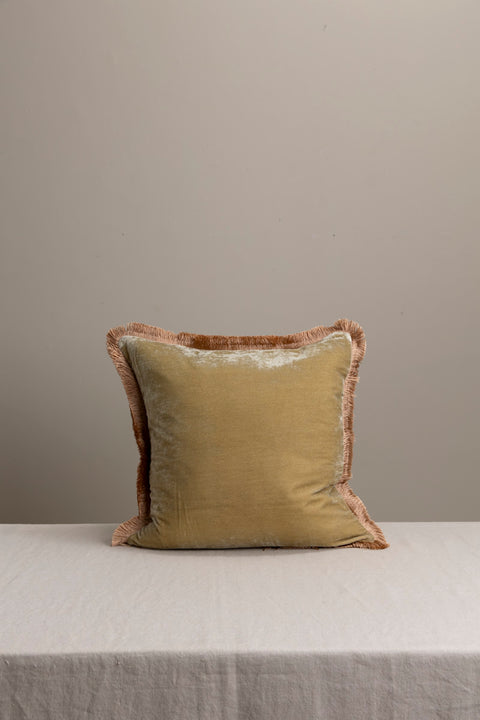 Putetrekk - Fringe 50x50cm Silver Green/Beige